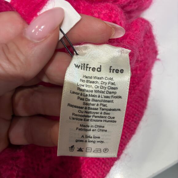 Aritzia Wilfred Free Fuchsia Cropped Oversized Sweater Medium - Picture 6 of 10
